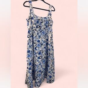 Elegant Blue Floral Women's Casual Dress